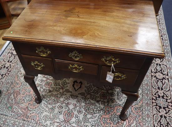 A mid 18th century red walnut lowboy, fitted four drawers W.76cm